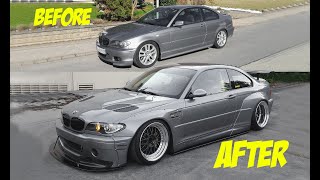 building an E46 FACELIFT ROCKETBUNNY WIDEBODY in 10 minutes