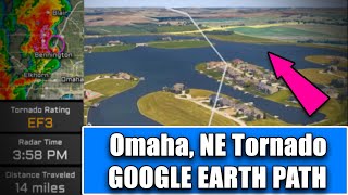Omaha, NE EF3 Tornado - Simulated Fly-Through Path - 4-26-2024