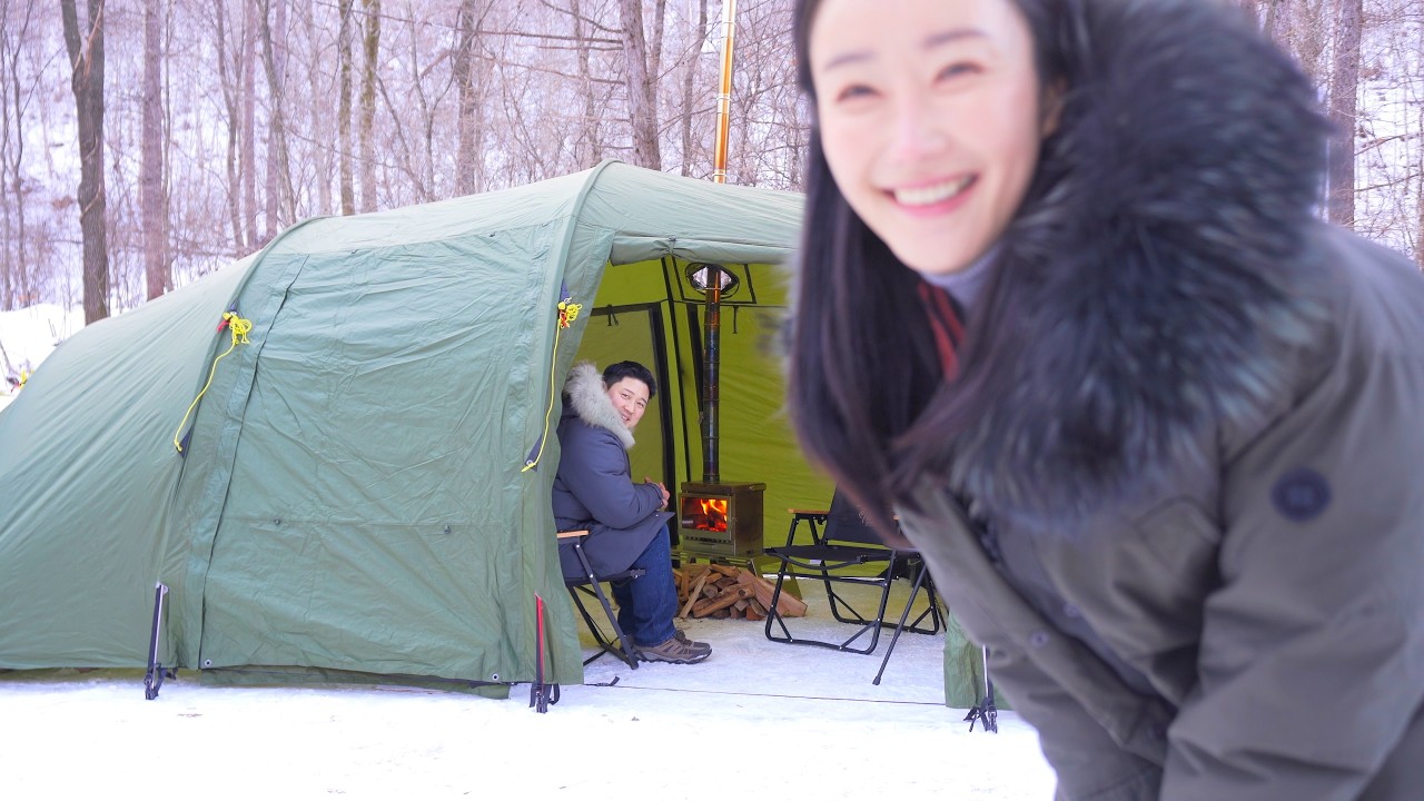 Выживание в снегу и льду❄️: Кемпинг с DD в самой холодной точке Кореи