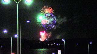 2012.8.15 牛久沼花火大会と常磐線特急夜間通過シーン Lake Ushiku Fireworks