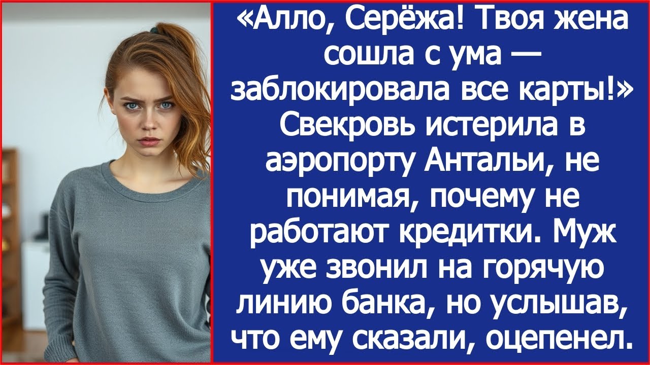 Алло, Серёжа! Твоя жена сошла с ума - заблокировала все карты! Свекровь истерила в аэропорту Антальи