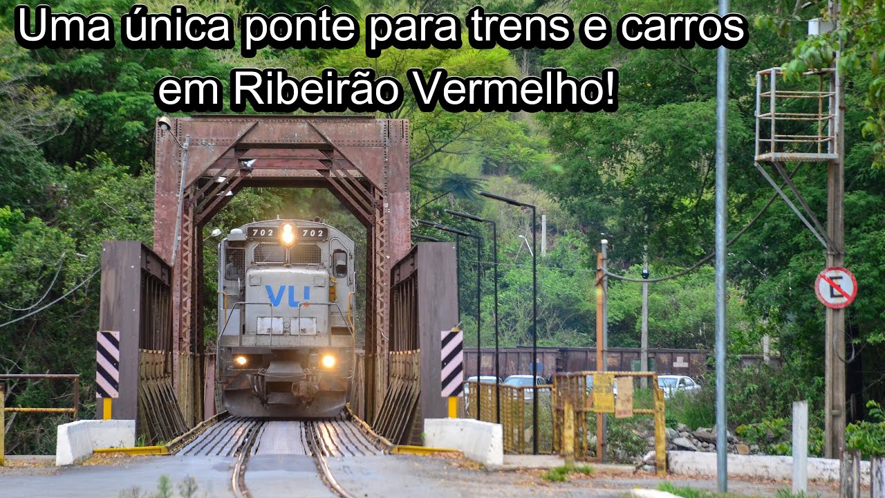 Semáforo fechado! Veja como o trem domina a ponte sobre o Rio Grande