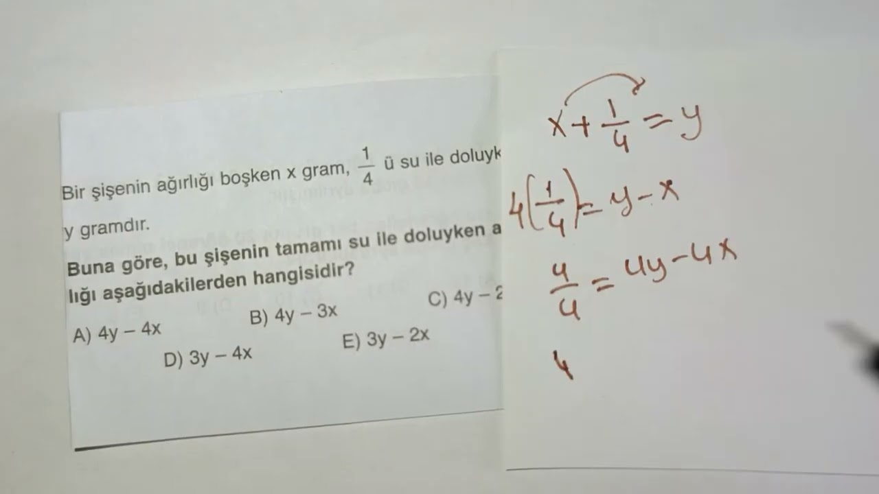 Kesir problemleri - boş şişe ve dolu şişe ağırlığı ✨