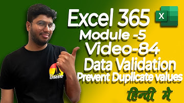 Data Validation Prevent Duplicate Values in Excel | Module 5 | Video 84 [Hindi]
