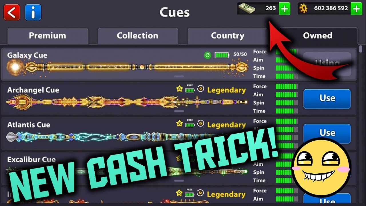8 Ball Pool Hack New Working Cash Trick 2017 Get All Legendary Cues Youtube