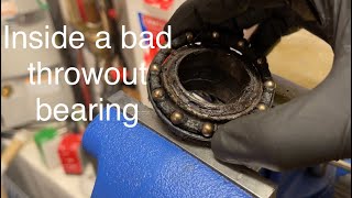 Inside a bad throwout bearing: Good vs bad release bearing, why it should be fixed, how to diagnose