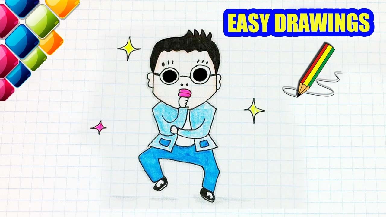 How To Draw Psy Gangnam Style Step by Step Drawing Guide by Dawn   DragoArt