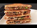 Pizza sandwich  tasty  easy breakfast idea    recipe by rustic flavours 