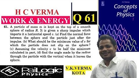 H C VERMA | WORK & ENERGY |CHAPTER 8 Q61.A particle of mass m is kept on the top of a smooth sph