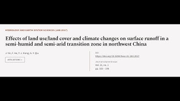Effects of land use/land cover and climate changes on surface runoff in a semi-humid ... | RTCL.TV