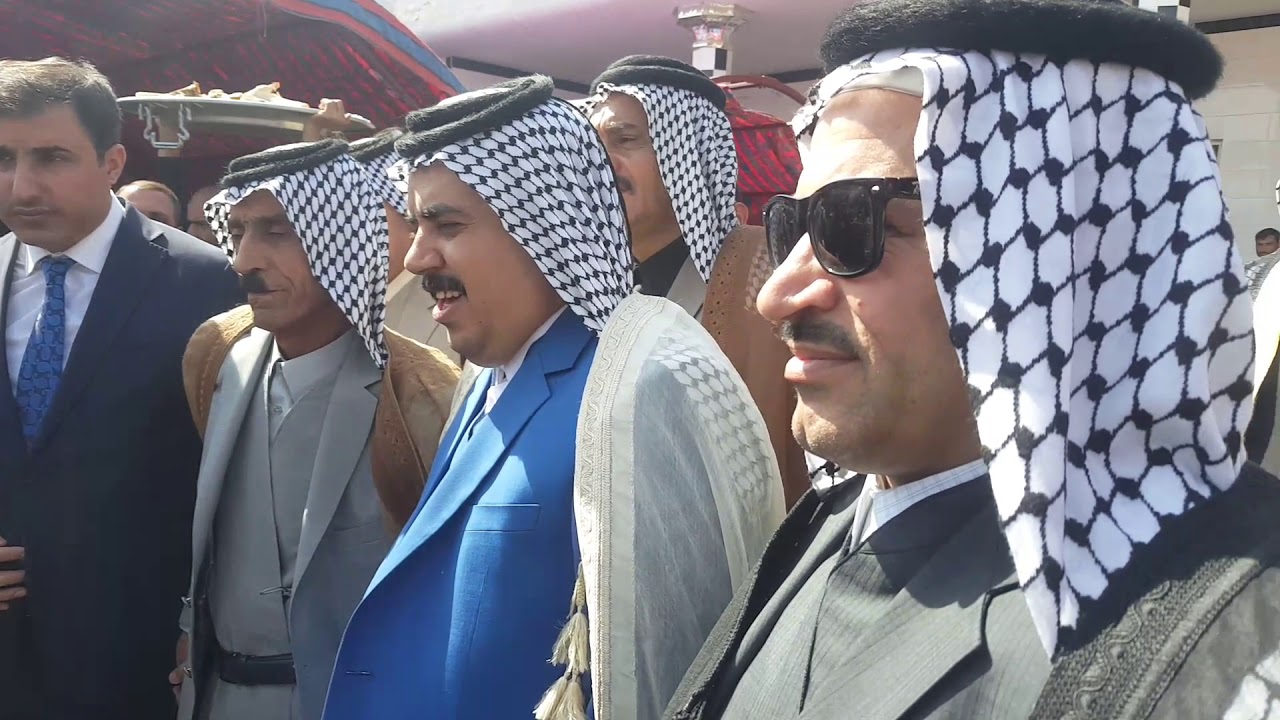 إستقبال الأمير چفات شعلان أبو الچون في مضيف الشيخ نجم عبيد آل عگيلي شيخ قبيلة الثراون