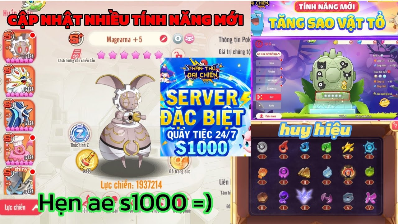 Mở huy hiệu, team mình tiến triển thêm rất nhiều  | Thần thú đại chiến - Học viện mega . 