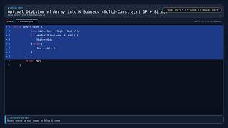 [Coding] Optimal Division of Array into K Subsets (Multi‑Constraint DP + Bitmask) — Java DSA Pre