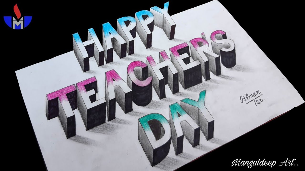 Happy teacher day with watercolor background texture. teachers • wall  stickers apple, crayons, celebration | myloview.com