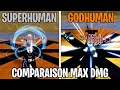 Comparaison de superhuman et godhuman max damage  blox fruits update 23 