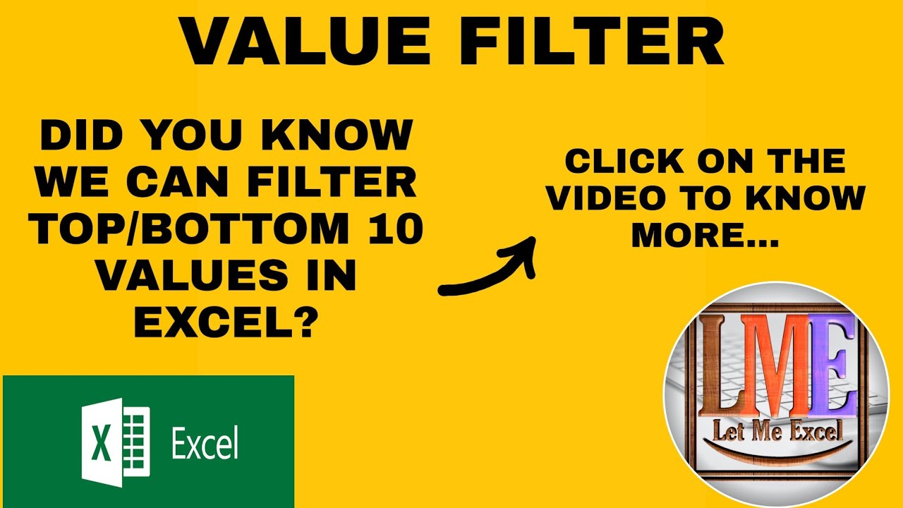 Excel Basic Part 7(Value Filters Top 10, Greater Than etc) YouTube