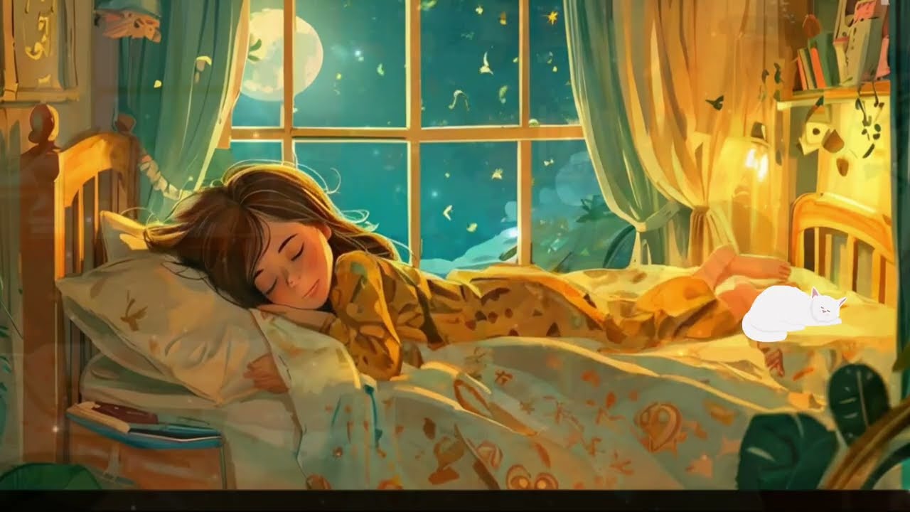 "Cozy Bedroom Sleep | Girl Resting Peacefully with Wind Outside"
