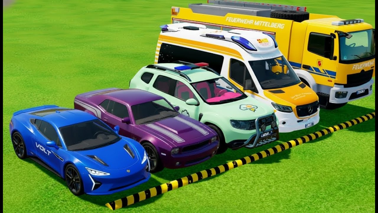 FS22 HUGE VEHICLE TRANSPORT 🚛 Moving Police Cars & Dump Trucks to Garage