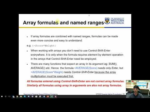 CITS2401 - 2.3. Array formula