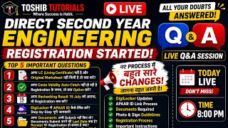 🔴 LIVE | Direct Second Year Engineering Registration 2026 | All Doubts Solved | Q&A Session