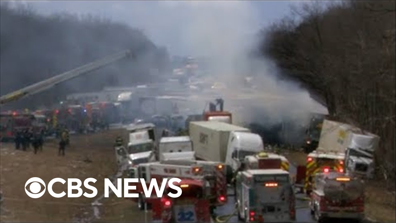 Snow squall causes deadly pileup on Pennsylvania highway - YouTube