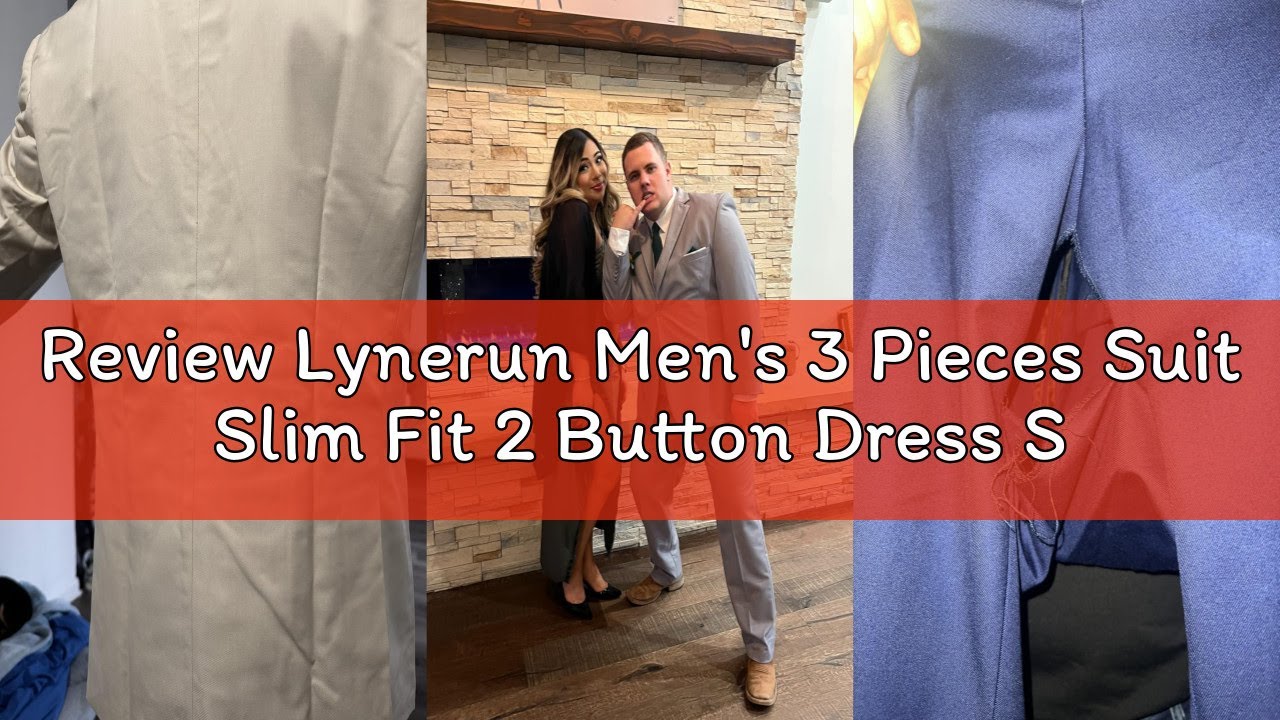 Review Lynerun Men's 3 Pieces Suit Slim Fit 2 Button Dress Suit Jacket Blazer Waistcoat Pants Busine
