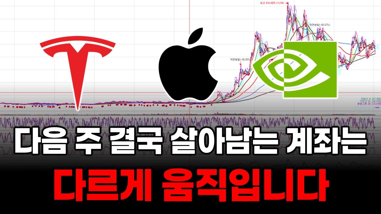 다음 주 결국 살아남는 계좌는 다르게 움직입니다. (테슬라 애플 엔비디아 블룸에너지 오라클 마이크로소프트 알파벳