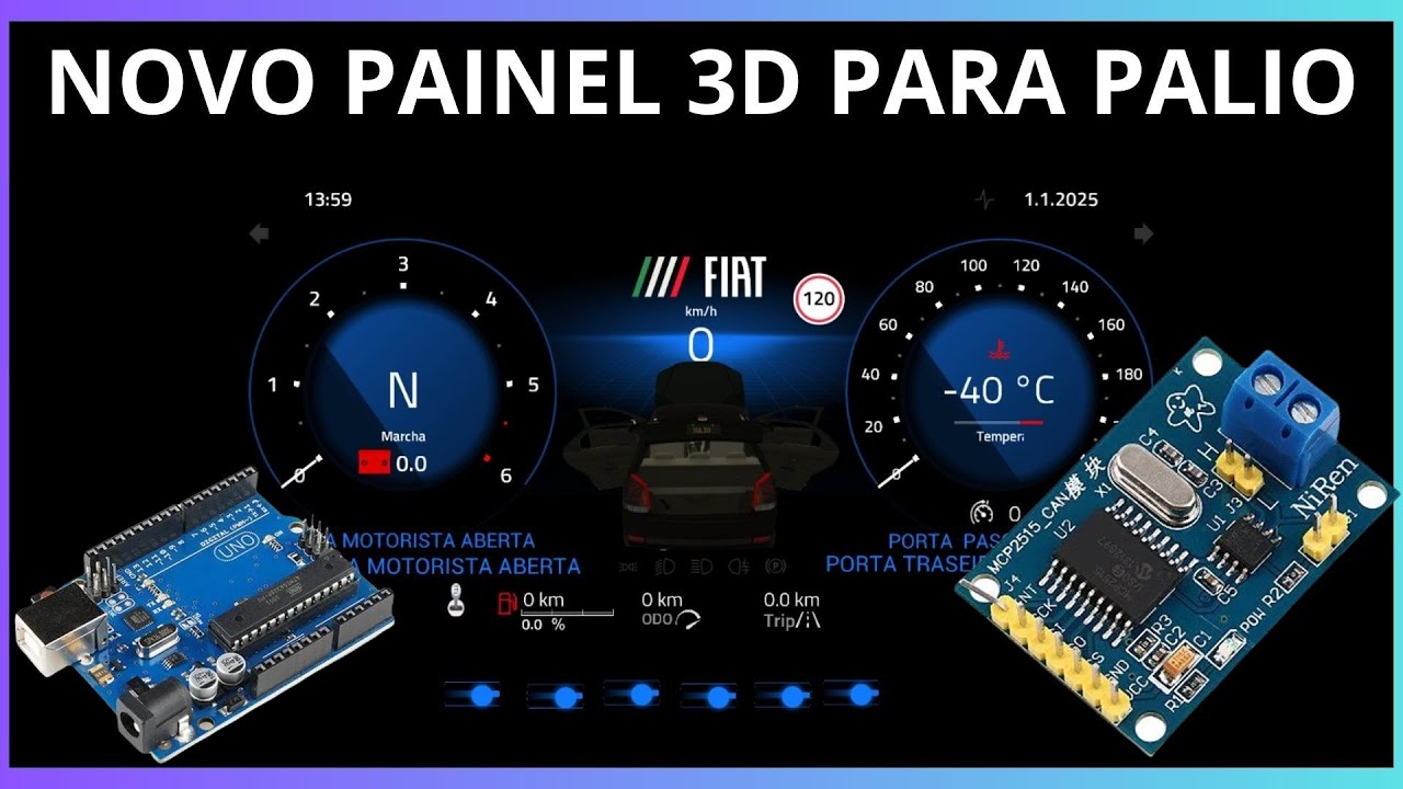 ✨🚗Faça Você Mesmo: Painel Digital de Luxo com Arduino e /MCP2515 CAN BUS Module Arduino Arduino CAN