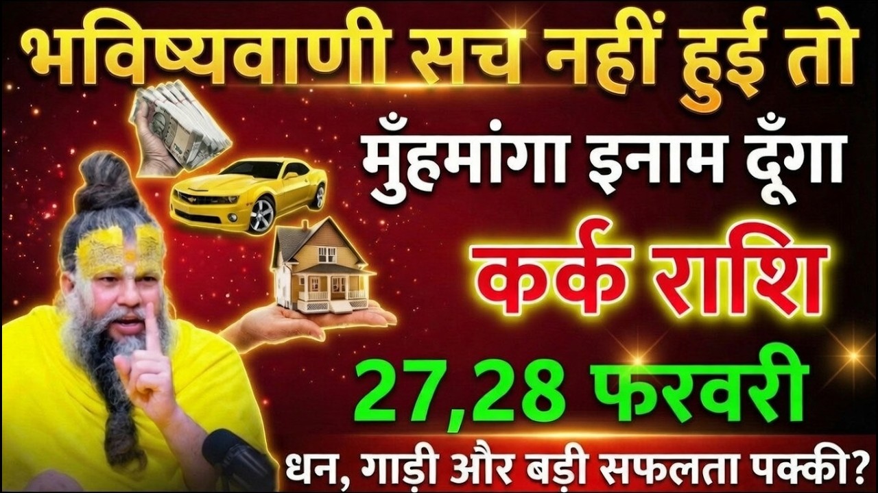 कर्क राशि 26,27 फरवरी भविष्यवाणी सच हुई तो करोड़पति बनोगे! धन, गाड़ी और बड़ी सफलता पक्की?