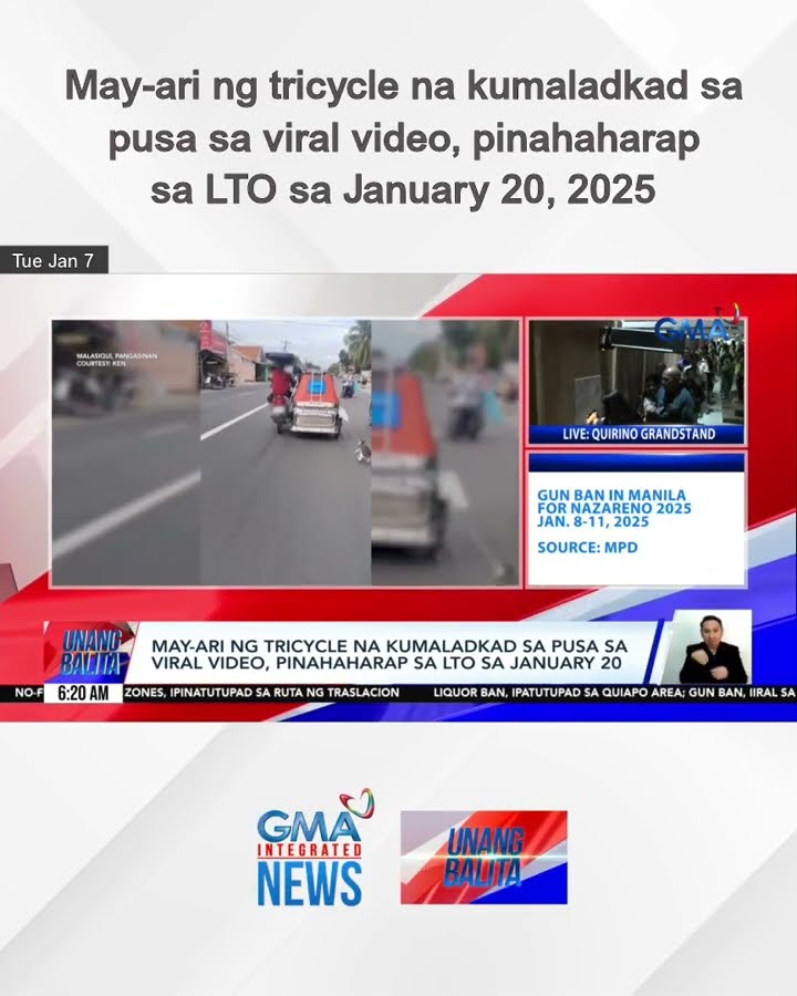 May-ari ng tricycle na kumaladkad sa pusa sa viral video, pinahaharap sa LTO sa... | Unang Balita