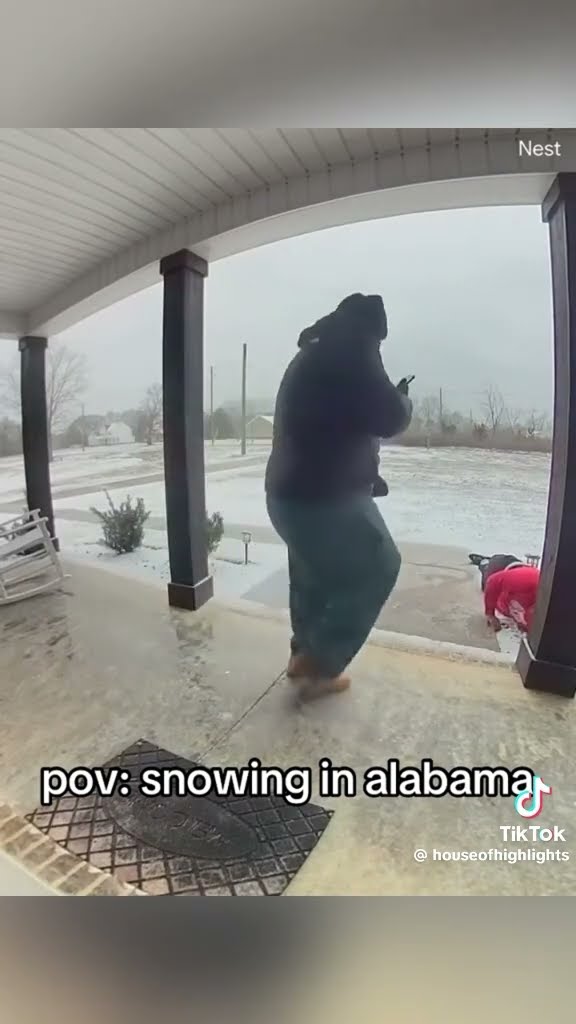 pov: snowing in Alabama #hoodnews #alabama #snow #snowing #fall #fail #fails #viralvideo #trending
