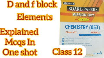 D and f block elements | Mcqs from accurate book| class 12 #pseb #psebboardexam #term1