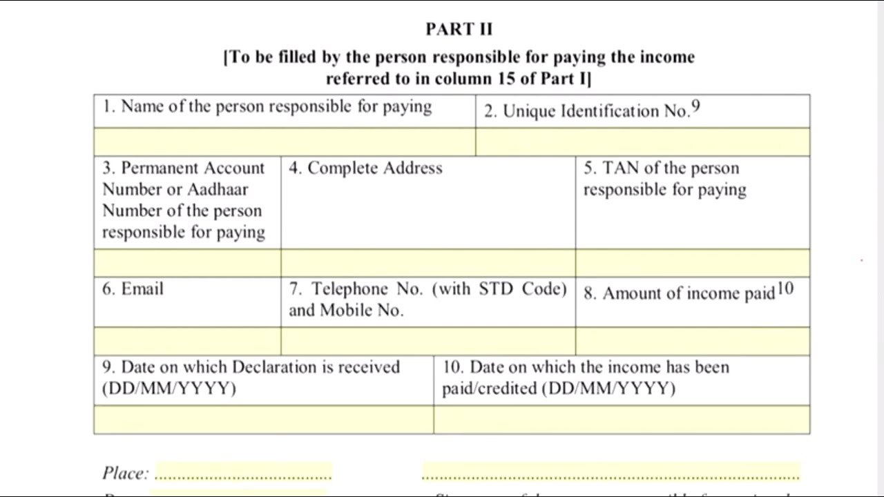 how-to-fill-part-ii-of-15g-15h-form-hindi-youtube