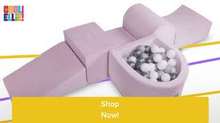 Kidkii Velvet Playset with 100 balls Ball Pit - Rose & Grey