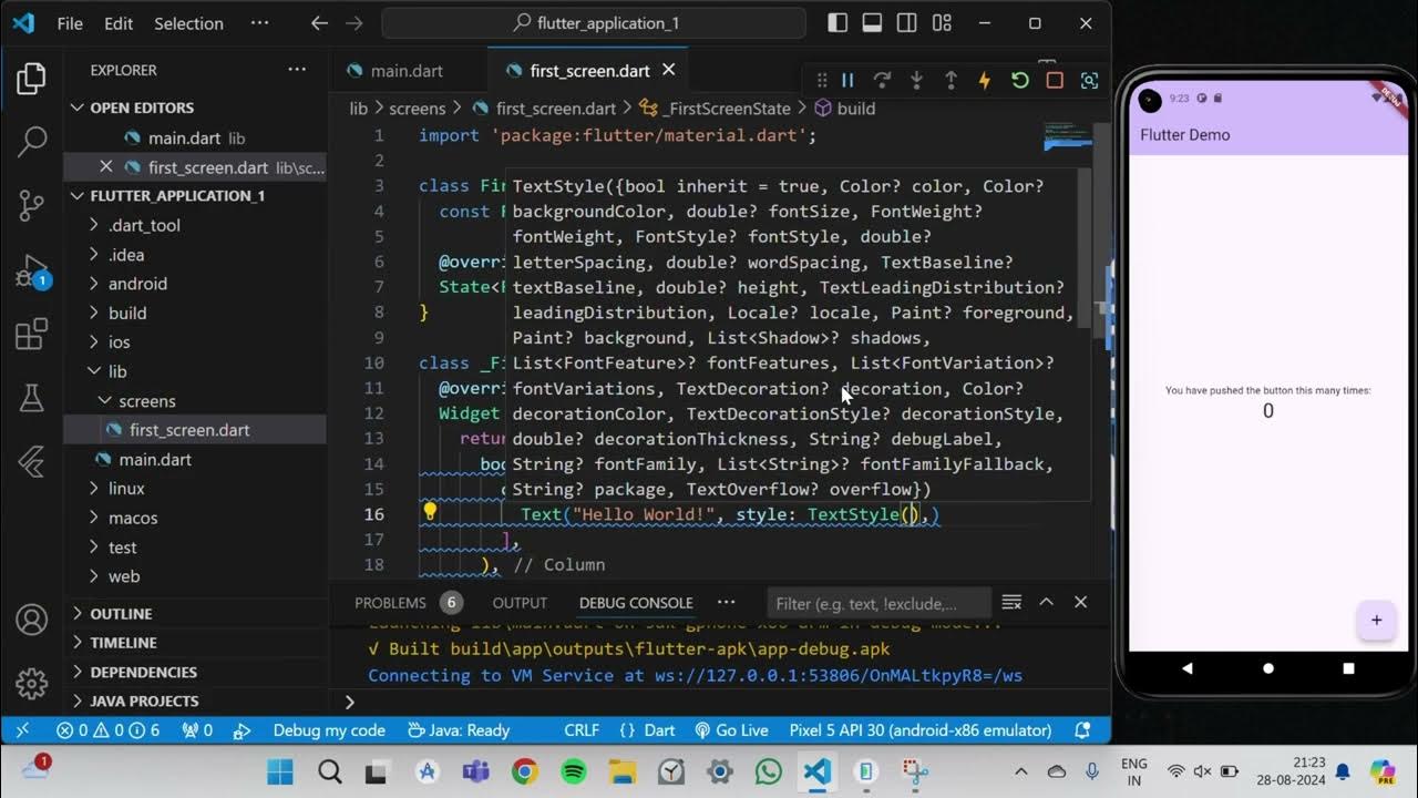 Flutter Tutorial: Create a Hello World App in VS Code - YouTube
