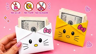 DIY Hello Kitty Paper Wallet 💖 | Cute Origami Craft | No Glue No Scissors | Easy Origami Paper Craft