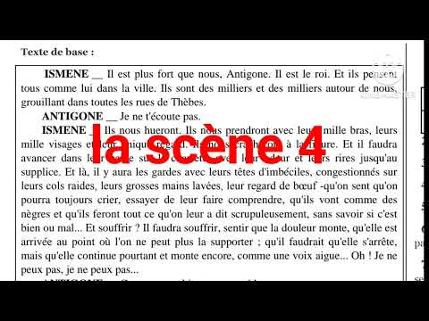 Antigone 1bac تصحيح نموذج الإمتحان الأول الدورة التانية la scène 4 Antigone vs Ismène évaluation N1