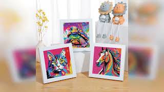Overview: MXCFZX 6 Pack 5D Cartoon cat Diamond Painting Kits for Kids Beginners,Cute Animals DIY...