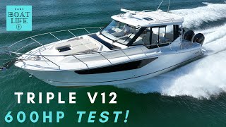TESTING the Boston Whaler 405 Conquest - Triple V12 Mercury