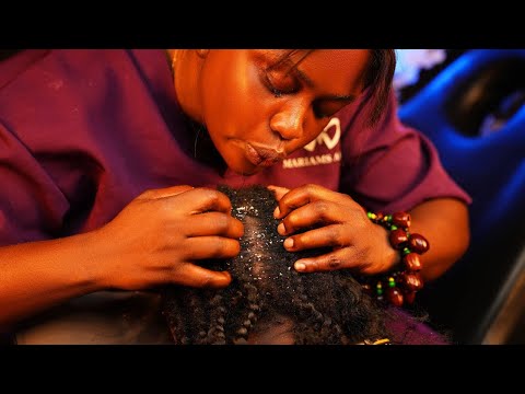 ASMR✨5HRS Whisper Scalp Scratching on Braids + Hand picking hair crust, Hair parting | Head Massage