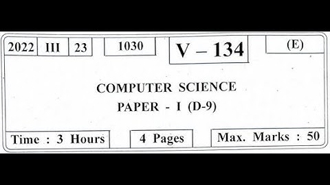 XII HSC MARCH 2022 Computer Science-I Question Paper #hsc #computerscience #maharashtraboard