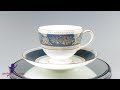 【アンティークエンジェル】ウェッジウッド(Wedgwood) コロンビア ブルー＆ゴールド ティーカップ&ソーサー(リー)