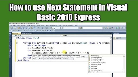 How to use Next Statement in Visual Basic 2010 Express