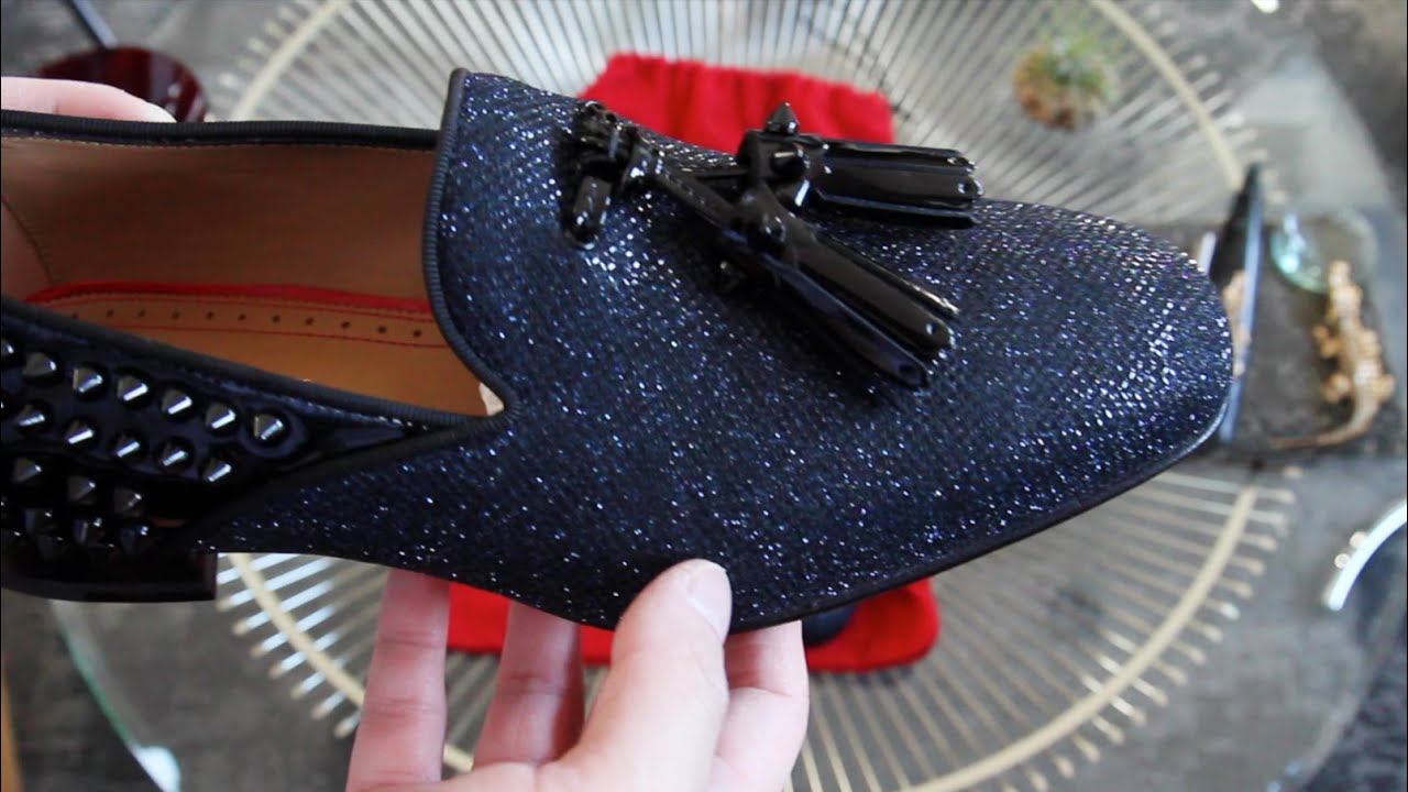 nægte glemsom Mange farlige situationer Men's Christian Louboutin Tassilo Flat Glitter Loafers Review - YouTube