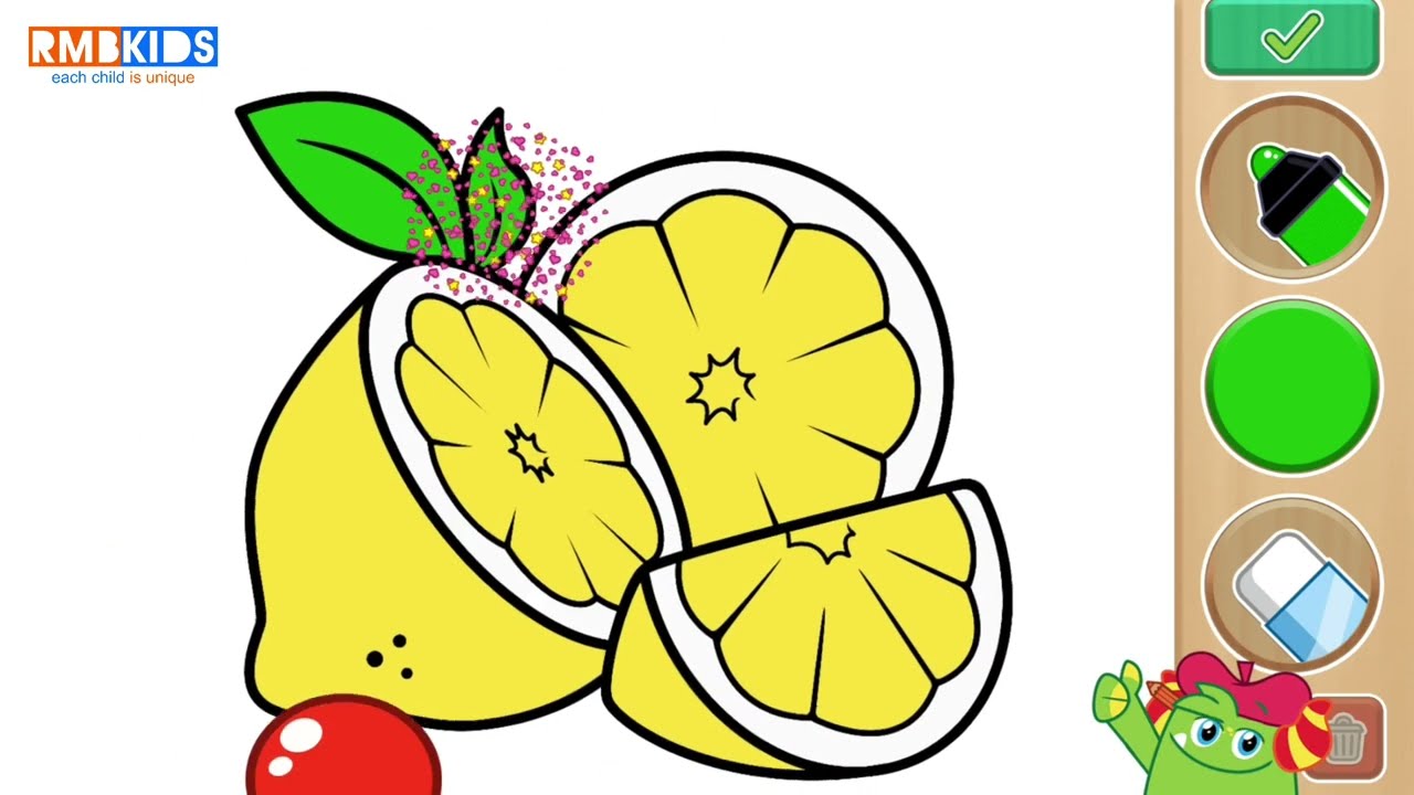 Drawing and Colouring Lemon 🍋 | Easy Step by Step for Kids with Nursery Rhymes | @RmbKids 