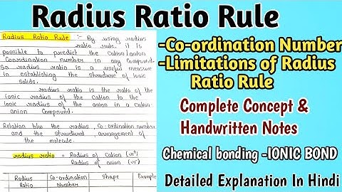 Radius Ratio Rule and Coordination Number | Limitations of Radius Ratio Rule #ionicbond #chemistry
