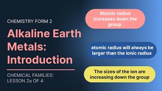 Alkaline Earth metals; Introduction (Chemistry Form 2 Topic 2 Chemical Families Lesson 2a 0f 4)