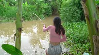 Beautiful Girl Fishing | Best Video Fishing  _  Amazing Fishing
