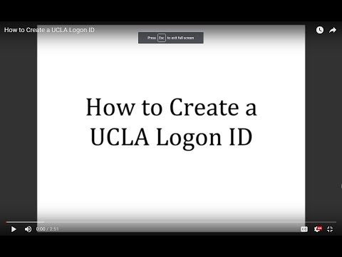 How to Create a UCLA Logon ID