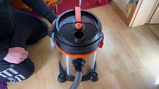 TACKLIFE Stainless Steel Vacuum cleaner, 6 Gallon Wet + Dry prof. cleaner unboxing and instructions